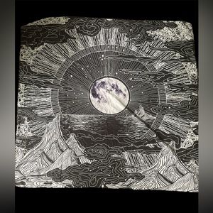 Moon and Mountains Geometric Tapestry